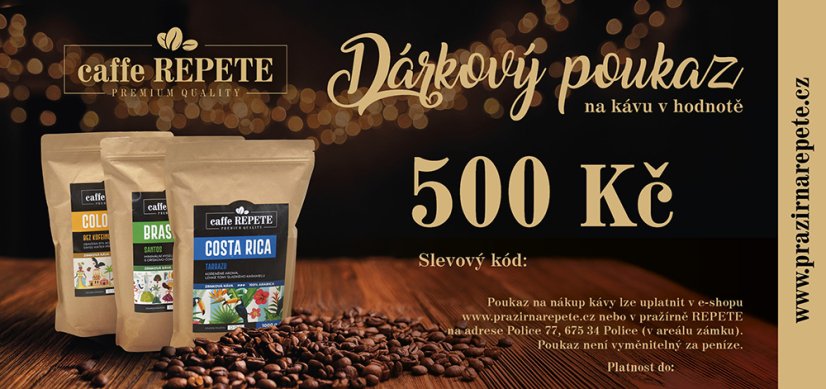 Dárkový poukaz caffe REPETE 500 Kč