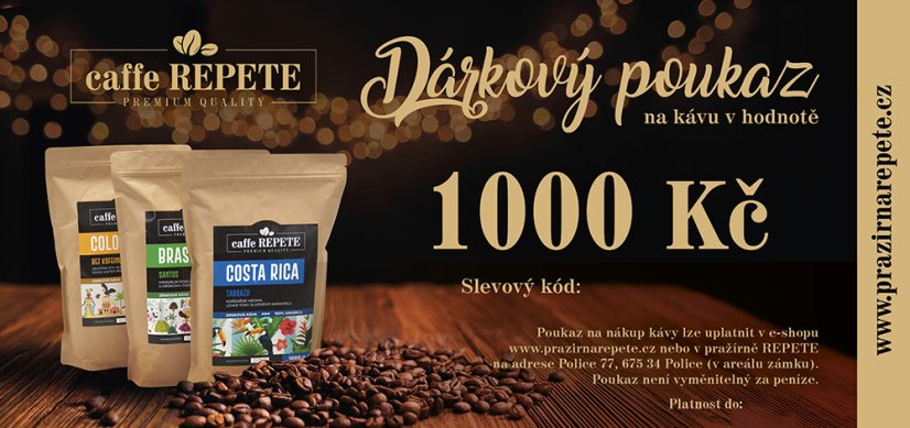 Dárkový poukaz caffe REPETE 1000 Kč